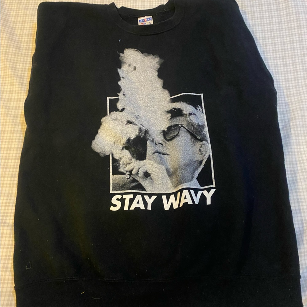 JFK smoking cigar - Stay Wavy medium crew neck sweater